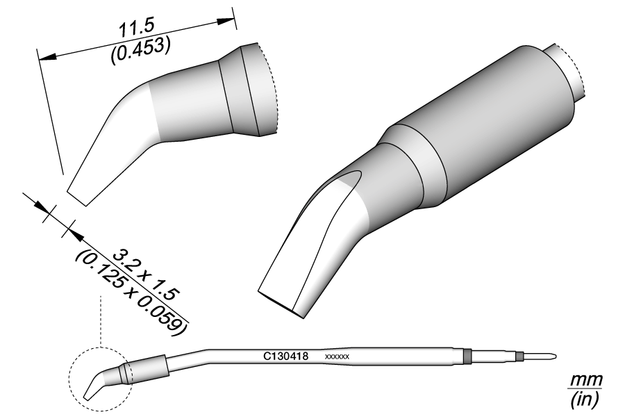 C130418 - Chisel Bent Cartridge 3.2 x 1.5